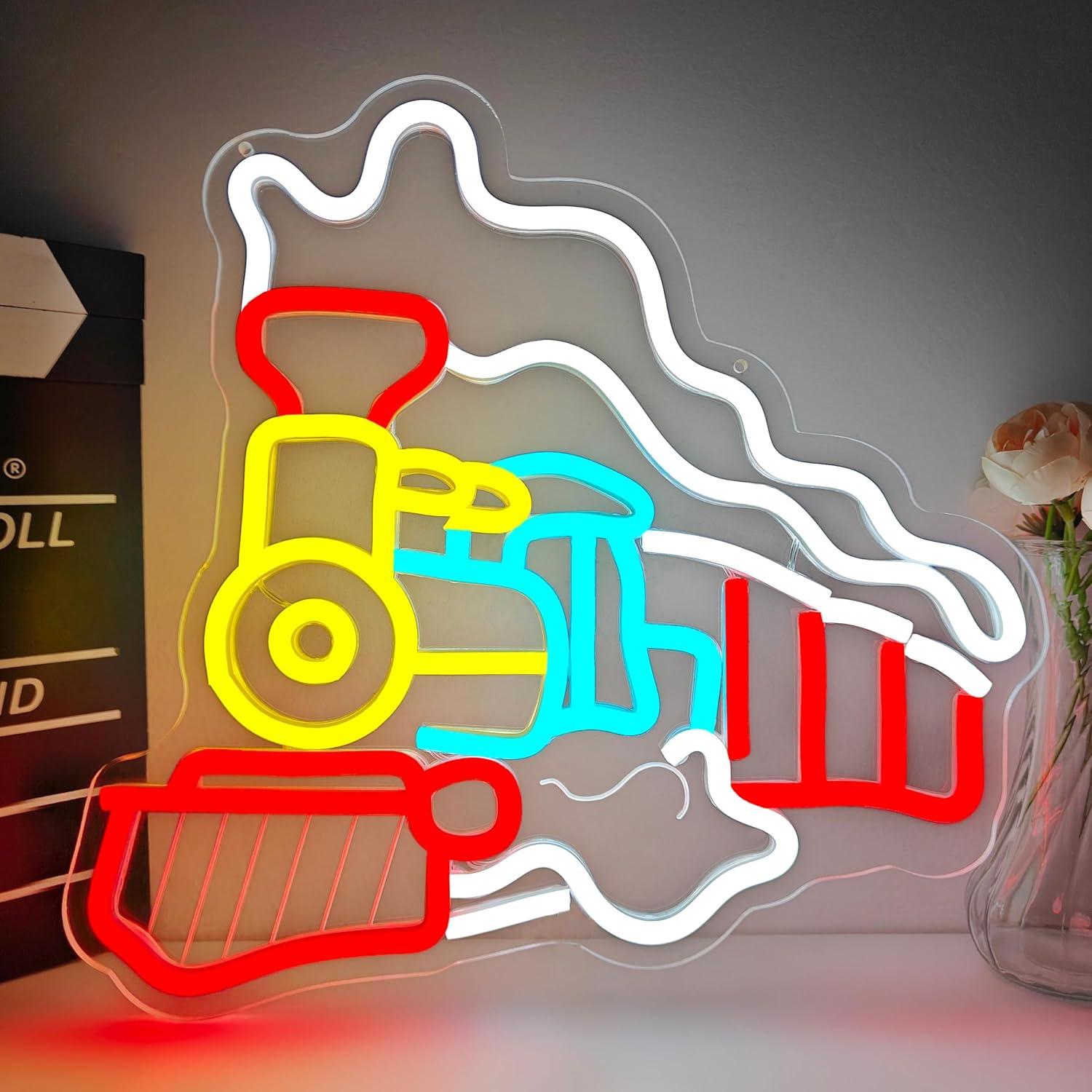 Party Games In Steam - Steam Train Neon Sign USB Dimmable