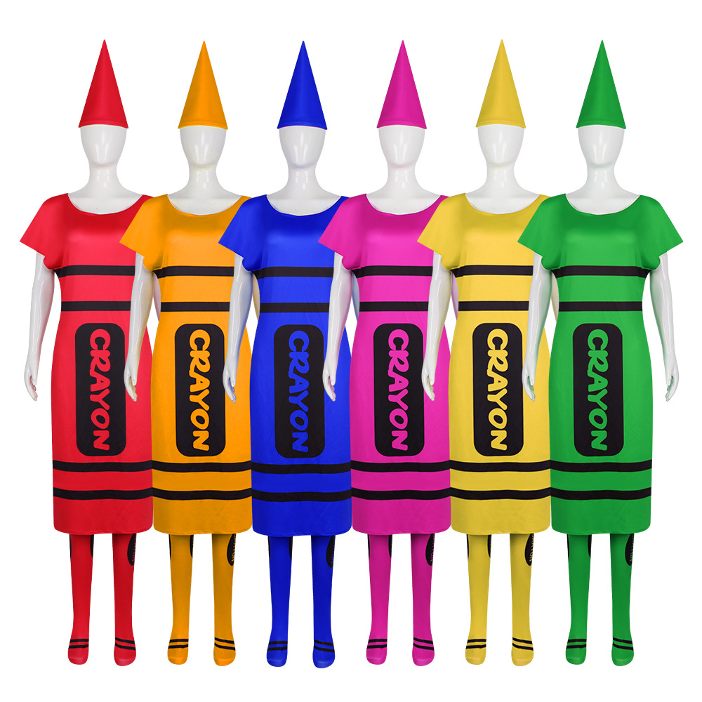 Party Games Adults Funny - Halloween Women Crayon Cosplay Outfit Full