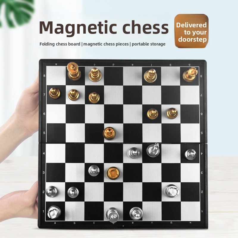 Book Party Games - Magnetic Gold Silver Chess Set Folding