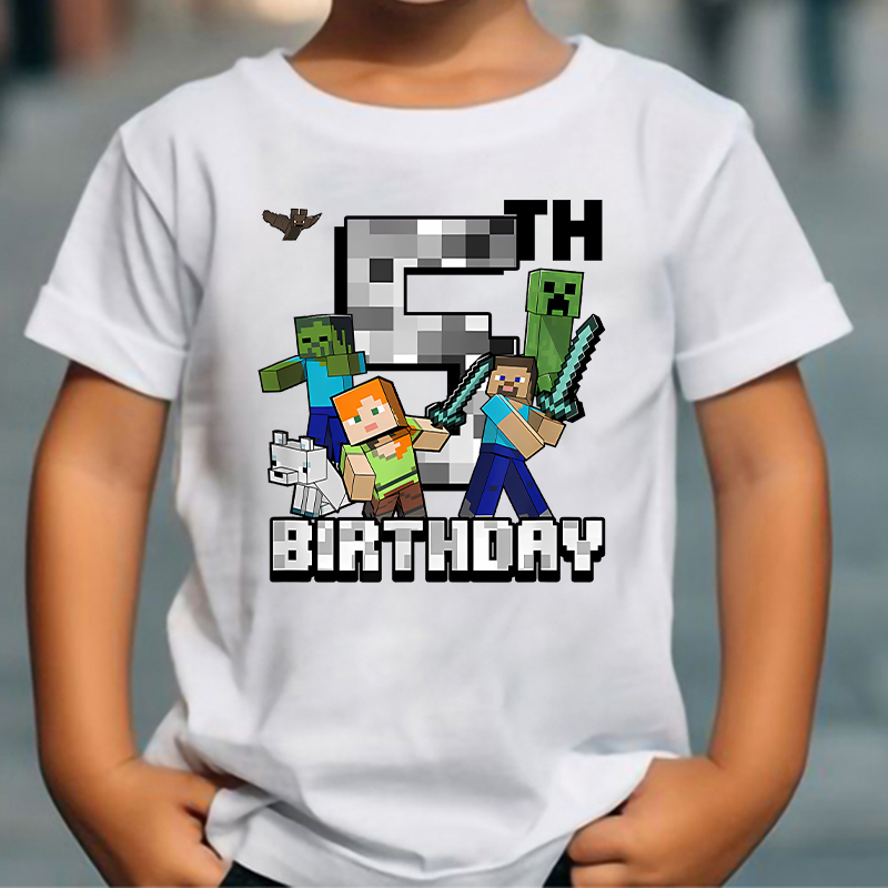 Party Games Minecraft - Cartoon Cute Minecrafted T-shirt Teenager Birthday