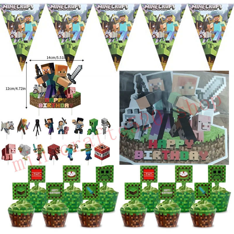 Party Games Minecraft - MC Pixel Paper Card Minecrafte Birthday