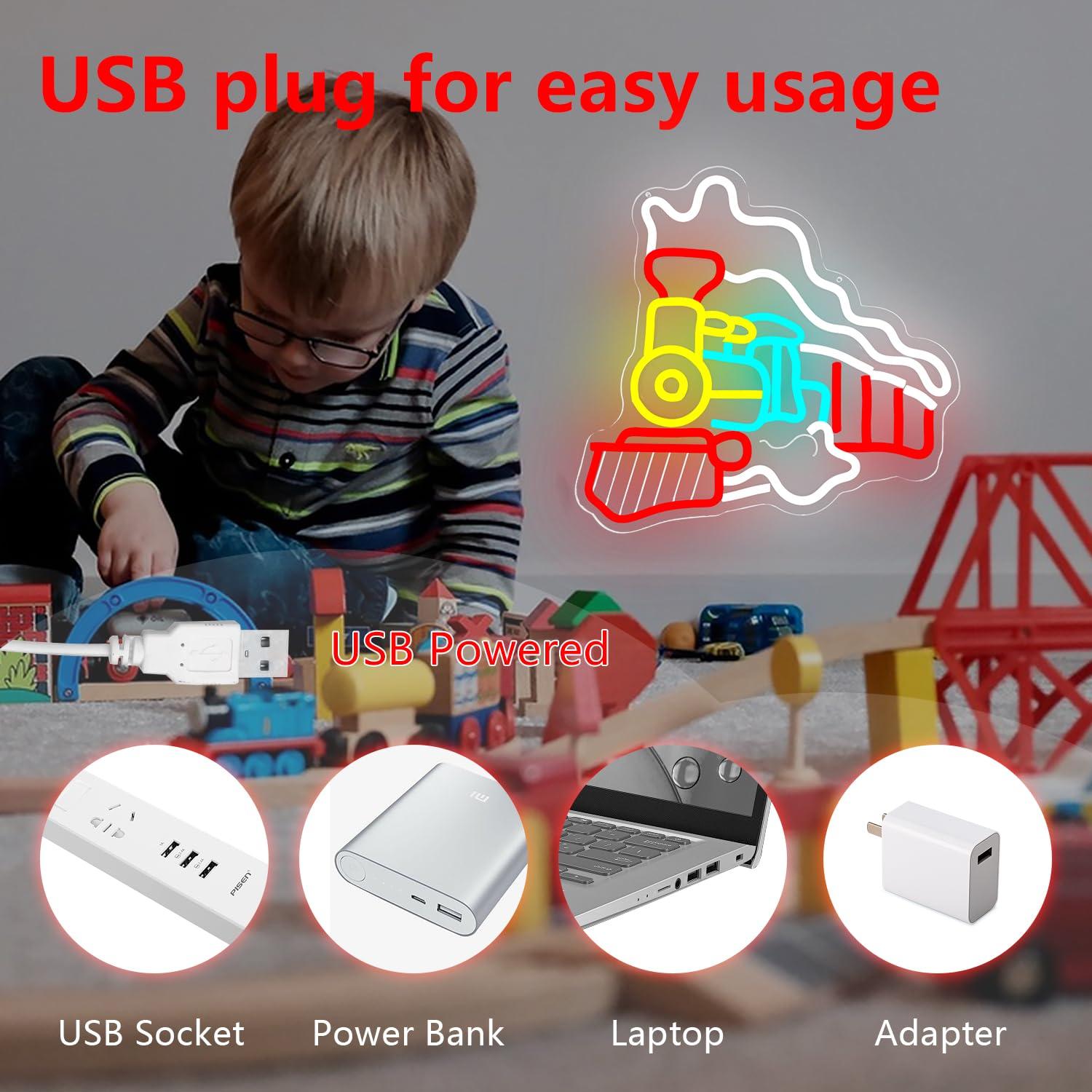 Steam Train Neon Sign USB Dimm - Party Games In Steam review and price
